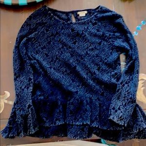 Grey/black lace peplum Anthropologie top